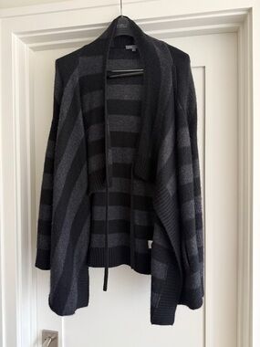 Vince Gray Striped Open Cardigan